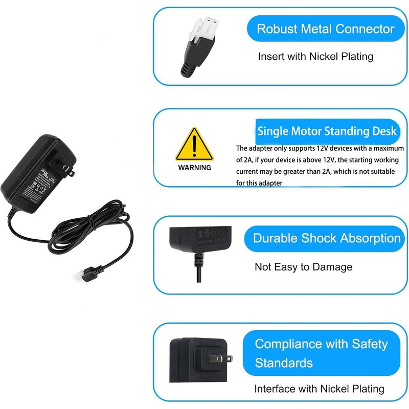 12v 2a Power Supply Replacement Power Cord,for Single Motor Standing