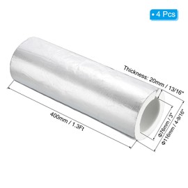 PATIKIL 3"(76mm) ID 4-9/16"(116mm) OD Pipe Insulation Foam Tube, 4Pcs 1.3Ft Self Adhesive Pre Slit Pipe Insulation Tube Cover Wrapping with Aluminum Foil for Winter Irrigation, White
