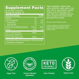 Bulletproof Gomitas energéticas tropicales sin azúcar, 60 unidades, suplemento para energía diaria y sostenida con 100 mg de CoQ10, valor diario de B1