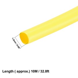 sourcing map Heat Shrink Tubing, 1.5mm Dia 2:1 Heat Shrink Wrap Cable Sleeve Heatshrink Tube 10m Length Yellow