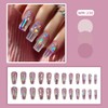 TBRZTR Press on Nails Medium Ballet Shaped Pink Aurora Fake