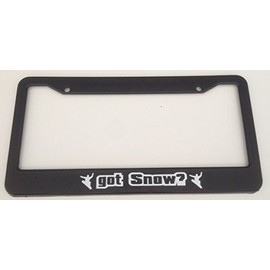 Got Snow ? With Snowboarder Image - Automotive Black License Plate Frame -Love Snowboarding