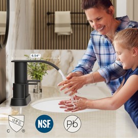 FORIOUS Black Waterfall Bathroom Faucets for Sink 2 Hole or 3 Hole, 4 Inch Centerset Bathroom Sink Faucet with Metal Pop up Drain and cUPC Hose for Basin,Vanity, Rv, Two Handles, 15-Min Install