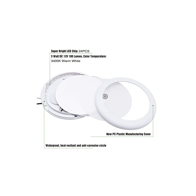 3Inch RV Puck Light with Touch Dimmable Switch - 3