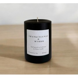 Mister Candle - 3" x 4" Frankincense and Myrrh Scented Pillar Candle - Solid Black Color Made with Essential Oils for Home Decor, Premium Soy Wax, 60 Hr Burn Time Made in USA (Frankincense & Myrrh)