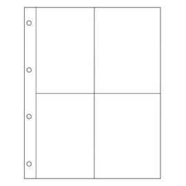 A4 Postcard Photograph Sleeves, 4 Pockets per Page - Acid Free Archive Safe for Ring Binders - Pack of 10