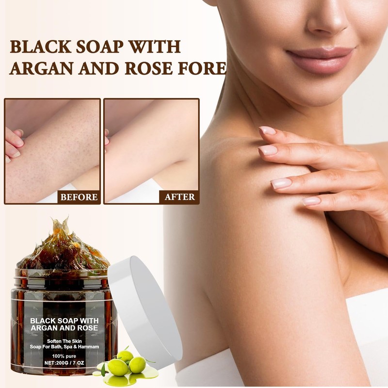 Morocco Black Soap with Argan and Rose, Morocco Black Beldi