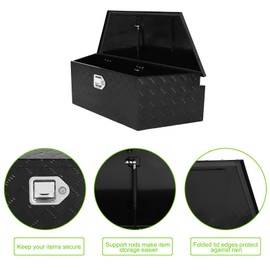 PRFFWK 39 Inch Trailer Tongue Box, Heavy Duty Aluminum Box Tool Chest Storage for Truck Bed Pickup RV with Lock and Keys-39 x 15.4 x 12 inch,Black