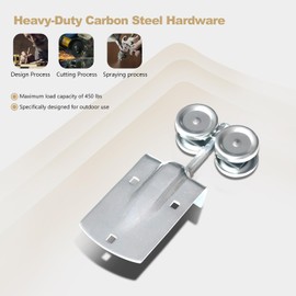HARDJULAN Heavy-Duty Galvanized Steel Exterior Sliding Barn Door Roller Kit