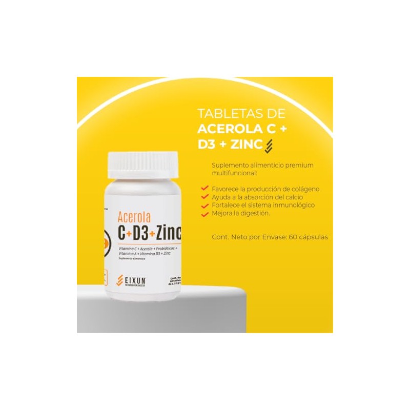 Suplemento Alimenticio Acerola Vitamina Zinc Refuerza Defensas Antioxidante Potente Huesos