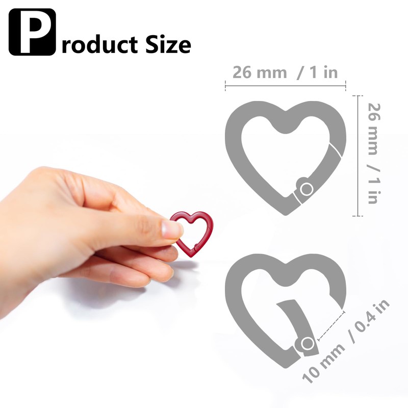 CARAGO Metal Spring Heart-Shaped Lock Keychain, 26mm Diameter Clip Trigger