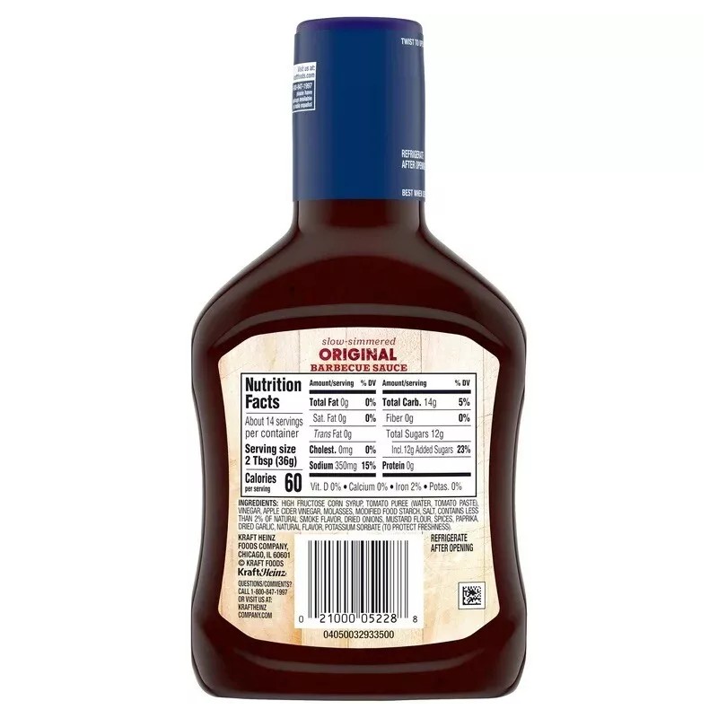 Kraft Original Slow-Simmered BBQ Sauce, (18 oz Bottle)