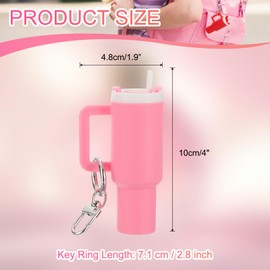 PATIKIL Mini Cup Keychain, Lip Balm Holder Mini Tumbler Key Chain Cute Decor Keychain Charm for Backpack Handbag Purse, Pink