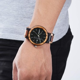 BEWELL Men Colorful Wood Watches Multifunction Week & Date Quartz Mix Wooden Watch Mens Lightweight