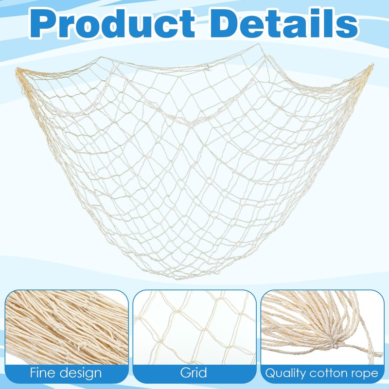 Elegaperma 2 Pcs Decorative Fishing Net,100×150 CM Fishing Net Decoration