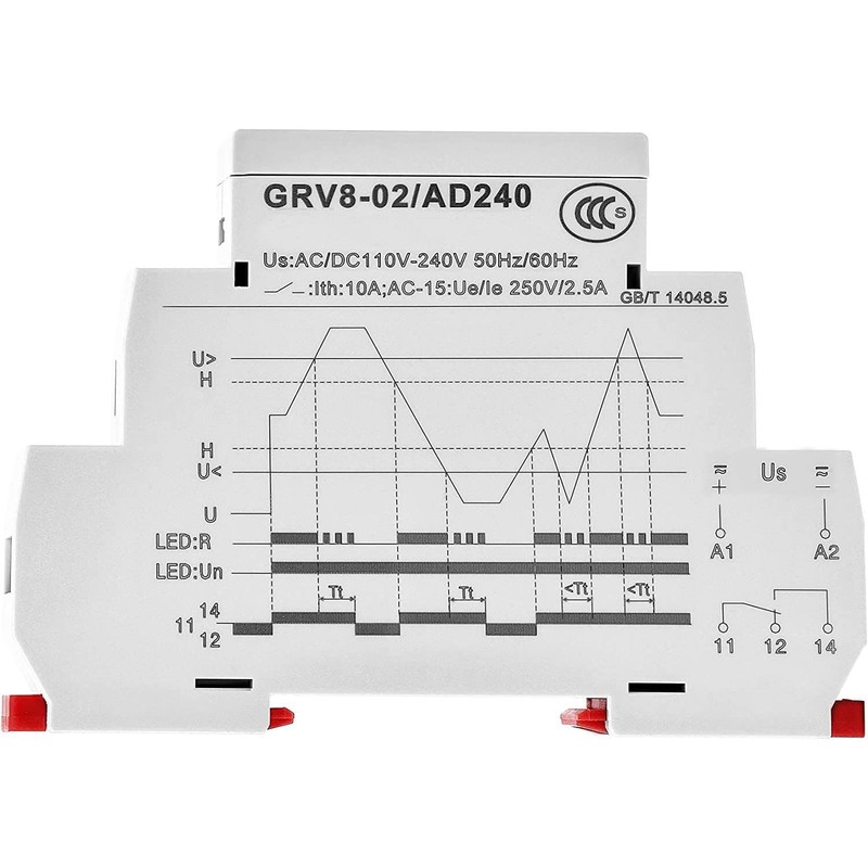 GAEYAELE Voltage Protection Relay AC/DC110V-240V Overvoltage and Undervoltage Protection(GRV8-02,AC/DC110V-240V)
