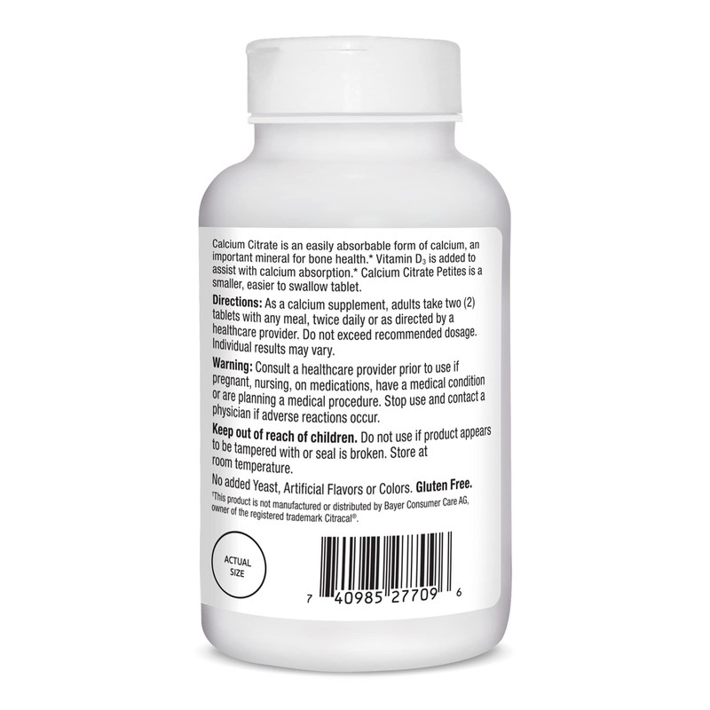 21st Century Calcium Citrate + D3 Petites Coated Tablets 200
