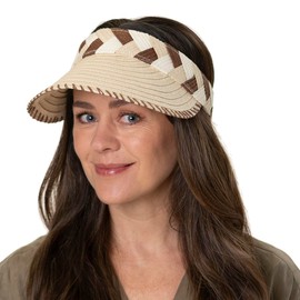 Lipodo Tricolour Women's Visor Sun Visor Straw Visor Women - Metal Buckle with Visor Spring Summer, Natural brown