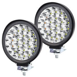 YnGia Round Car Driving Light White Amber Strobe LED Work Light 12V 24V, 2PCS Waterproof Headlight Fog Lamps for Truck Tractor 4x4 ATV UTV SUV Boat