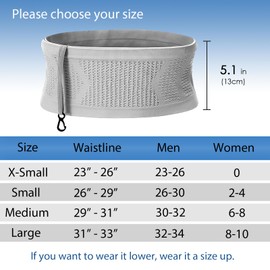 Adorila Slim Running Belt, Hidden Running Belt Fanny Pack for Men Women, Travel Running Waist Belt for Money and Passport (Grey, Large)