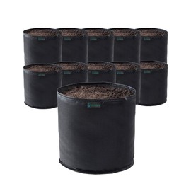 Rain Science Commercial Grow Bag Pack of 10, Air Pruning Mesh Fabric Plant Containers (1 Gallon, Black)
