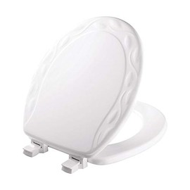 Mayfair Never Loosens Round White Molded Wood Toilet Seat