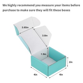 GHEIR 50 Pack 4x4x2 inches Small Shipping Boxes Teal, Corrugated Cardboard Boxes for Mailing Packing