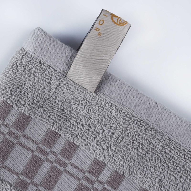 Superior 6-Piece Cotton Towel Set, Geometric Design, Dobby Border, Plush