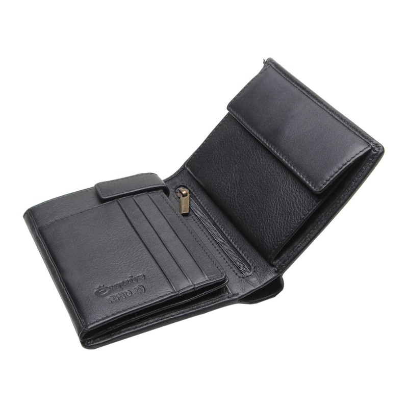 Esquire Peru RFID Leather Wallet 9.5 cm, black, Casual