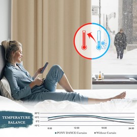 PONY DANCE Short Curtains Thermal Door Curtain Window Home Decor Curtains for Bedroom Living Room Nursery Room, W 37" x L 48", 2 panels, Biscotti Beige