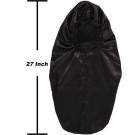 Soft Elastic Band Satin Bonnets for Women, 3 Pcs Silky Head Scarf Hair Wrap for Sleeping Curly Natural Long Hair by Wbfwbb (3 Pcs-Black+Purple+Teal)