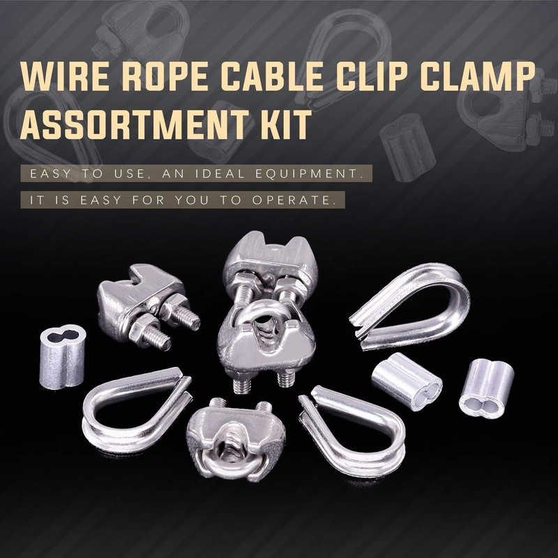 Glarks 24Pcs M2 Wire Rope Cable Clip Clamp with Cable
