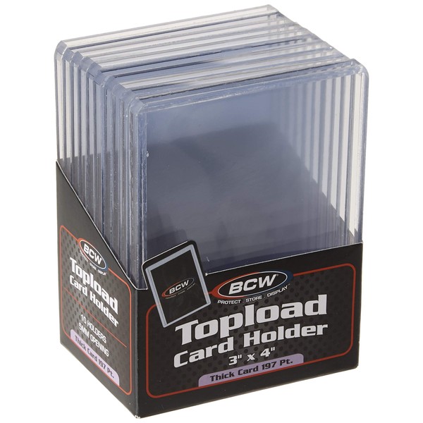(10) BCW Brand EXTRA Super Thick Card Top Load for Baseball Cards (3 X 4 X 5 mm - Thick Card Topload Holder 197 Pt)