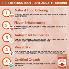 SPICY ORGANIC Annatto Powder 16 oz. – Certified USDA Organic - Ground Achiote Seed Spice for Seasoning and Cooking