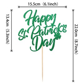 1 pieza de decoración para tarta del día de San Patricio, trébol de cuatro hojas con purpurina verde, para decoración de tartas del día de San Patricio
