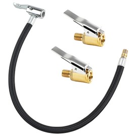 Wefaly 2 x 8 mm car valve lever plug, 40 cm tyre inflator hose valve extension set, car valve lever plug, air chuck valve adapter, tyre inflation hose for car, bicycle, motorcycle, compressor