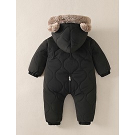 Happy Cherry Baby Jumpsuit Winter Overall Newborn Snowsuit Hooded Fleece Interior Baby Girls Boys Warm Romper 80