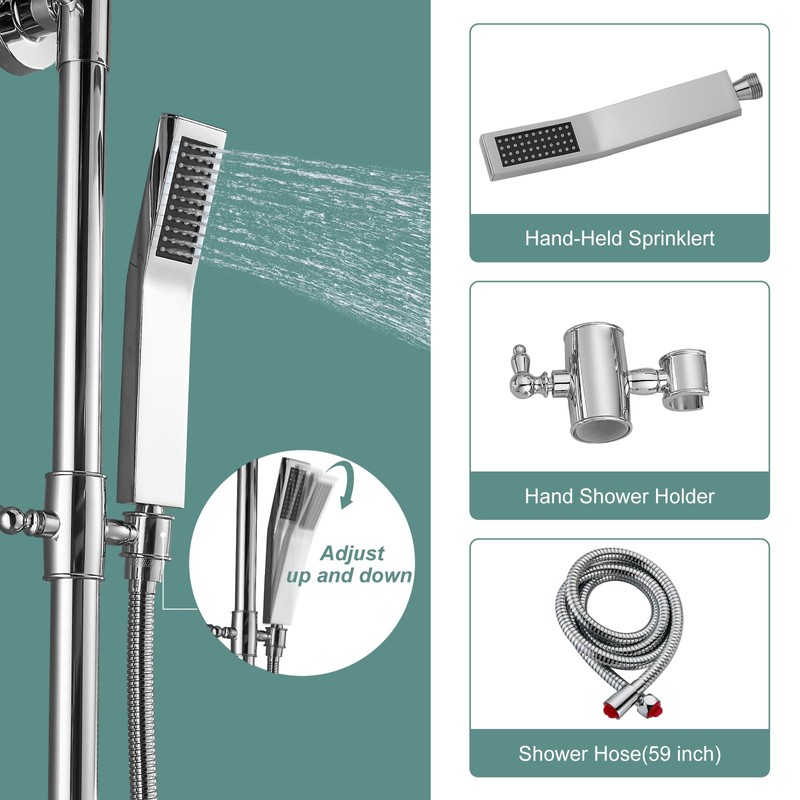Polish Chrome Exposed Shower System 2 Functional Bathroom Shower Set