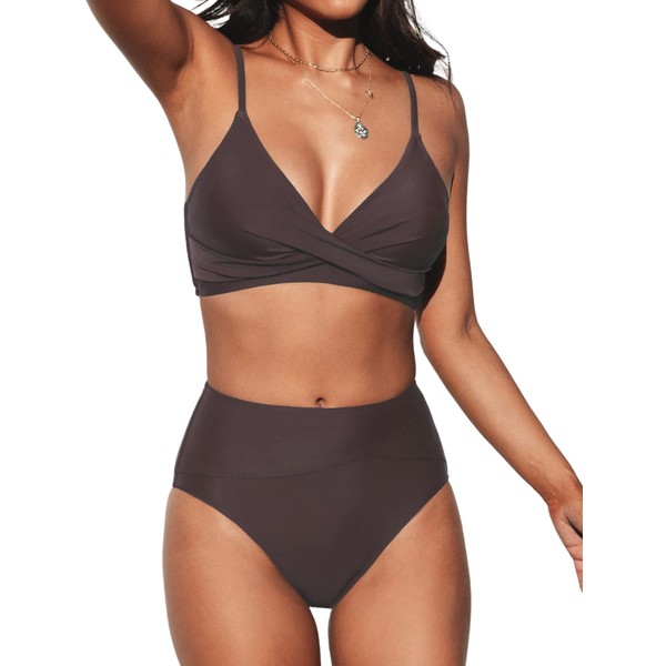 CUPSHE Women's Bikini Sets Two Piece Swimsuit High Waisted V