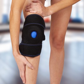Relaxdays Cooling Pad Knee Bandage with Velcro Fastening Reusable Multiple Compresses Hot & Cold Black/Blue Pack of 1