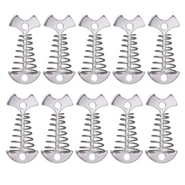 Pack of 10 Herringbone Tent Stakes, Aluminium Alloy Windproof Deck Anchor with Spring Buckle for Camping, Hiking, Outdoor, Wooden Deck (Silver)