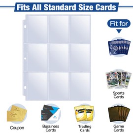 Fabmaker 648 Double Side Trading Card Sleeves, 9 Pocket Binder Sheets for 3 Ring Binder, Long-Lasting MTG Game Business Card Sleeves