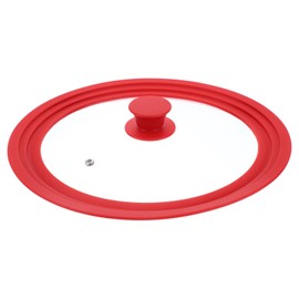 uxcell 1Pcs Universal Lid for Pot Fit 10, 11, 12 Inch Diameter Cookware, Replacement Pan Lids with Heat Resistant Silicone Rim, Steam Vent Pan Lid for Pots, Frying Pans, Skillets, Red