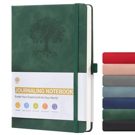 ZTOWOTO Lined a5 Notebook Hardcover, Thick Journal Notebook PU Leather, 160 Pages Notebook 8.3 X 5.9 Inches, Notebook Campus with Pen Loop, Elastic Band Journal Diary for Work and Study (Green)