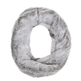 stylesilove Women Ultra Soft and Warm Striped Faux Fur Infinity Scarf (Taupe)