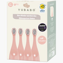 Yubabo Stück Aufsteckbürsten, Kopf für elektrische Zahnbürste für YubaBrush, 4er-Pack Bürstenköpfe für 3-6 Jahre rosa, ultraweiche 7 mm Dupont-Borsten