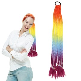 Braiding Hair Extension Plait Hair Extensions Red Yellow and Green Fashion Braid Hairpieces for Women Colourful Synthetic Ponytail Extensions 3021