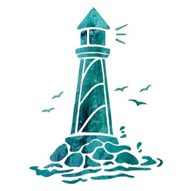 LIGHTHOUSE Stencil Rocks Birds Coastline 8" x 10" Plastic Sheet NEW S36