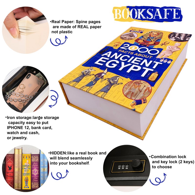 Deversion Book Safe Storage Box with Real Pages Combination Lock