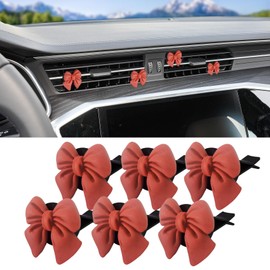QZTYTY 6PCS Bow Car Air Freshener, Car Air Vent Clips, Air Freshener Outlet Clip, Universal Car Accessories Refillable Clips On Car Diffuser Suitable for Women and Girls (Orange)